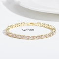 Detail showing 4x6mm oval cubic zirconia stones on a gold-plated tennis bracelet - Gold (164)