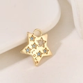 Gold star pendant charm with blue and white crystals and LOVE engraving for DIY jewelry - Gold-LOVE Star