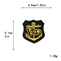 Gold anchor and flag embroidered patch on black fabric measuring 5.1cm by 4.9cm - GZ-0013 (Black Gold Anchor Flag)