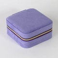 Top view of purple square fabric jewelry box with textured finish and gold zipper detail - Purple Twill / 10*10*5cm