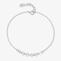 Pulsera mínima de plata de ley 925 con siete colgantes redondos planos y muy pulidos - Estilo de Disco Minimalista de Plata