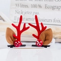 Christmas hair clips with red reindeer antlers and mushroom decor for girls - 28# Red Antler Clip with Mushroom
