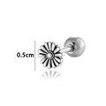 Silver daisy screw-back barbell stud earring made of titanium steel, 0.5cm flower diameter - Little Daisy Shape Style (AMY3-3#)
