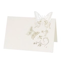 Detailed laser-cut butterfly place card in pearl white paper for wedding table decor - Ivory