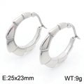 Silver stainless steel bamboo hoop earrings measuring 25x23mm with latch back closure - Steel Color (KE112948-MZOZ)