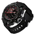 Orologio sportivo digitale SANDA multifunzione con doppio display nero e rosso e silicone - 6137 Nero Rosso (Uomini)