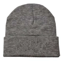 Close-up of gray knitted beanie showing fine texture and fold-over cuff detail - L (54-60cm) / Medium Heather Grey