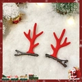 Pair of red reindeer antler hair clips with festive snowflake and Christmas decor - Simple Red Antler Pair