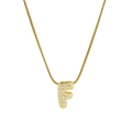 Gold plated 18k brass necklace with letter F pendant and sparkling crystals - Necklace F / Gold