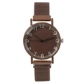 Brown Milanese strap quartz watch featuring artistic digital dial for women - Coffee