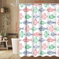 Waterproof white shower curtain with artistic colorful fish pattern, 180x180cm size - 90*180cm / Emerald Green