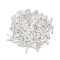 Bulk pack of shiny silver teardrop metal pendants for DIY jewelry chain extension - 2x7mm / Silver