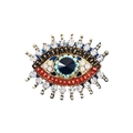 Exquisite eye-shaped brooch with colorful rhinestones on a polished metal base - Multicolor Eye
