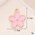 Pink enamel flower pendant detail with dimensions 2.2cm height and 1.9cm width - D1346 Pink Enamel Flower