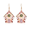 Festive gingerbread house earrings with gold plating and colorful enamel detail - 5.Christmas House Earrings