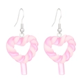 Luminous heart lollipop earrings featuring a pink twisted candy design on a white background - Rose Red Heart (11239)