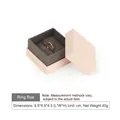 Pink square ring jewelry box with dark grey velvet interior and golden logo, 6.5cm size - Ring Box (With Text) / Nude Pink