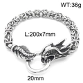 Détail de la chaîne byzantine vintage en acier avec fermoir tête de dragon et poids de 36g - Tête de Dragon (KB164524-Z)