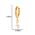 Gold titanium hoop earring with two rectangular zircon pendants and 1.94cm size markers - Rectangle Pendant (T2595-4#Gold) / Gold