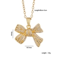 Collana con ciondolo a fiocco dorato con zirconi bianchi incastonati su catena sottile - Fiocco in Zirconia Micro-intarsiata (Oro 1148) / Oro