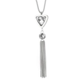 Élégant collier à pampilles argentées avec pendentif cristal triangulaire sur fond blanc - Style de Gland Triangle Acier (KN226878-CX)