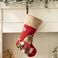 Red plush Christmas stocking with snowman design and festive snowflake patterns - Red Plush Snowman Style (AGWZ15-2)