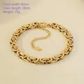 Golden Byzantine style 6mm stainless steel chain bracelet with lobster clasp for women - Flat Double Byzantine Chain / Steel