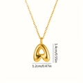 Detailed view of gold plated balloon letter A pendant necklace showing size dimensions - Letter A