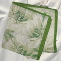 Elegant green floral paisley square scarf with silk texture and gradient design - Grass Green Floral Square Scarf / 65