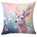 Housse de coussin carrée avec illustration de renne violet de rêve sur tissu doux de luxe - 45x45cm (Sans Insert) / Faon de Rêve (CDR351-17)