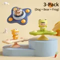 3-pack suction cup spinner toys with frog dog and bear designs in macaroon colors - Animal Spinner Set A (Dog + Bear + Frog)