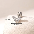 Silver butterfly screw stud earring with clear crystals, size 0.53cm by 0.83cm - White Zircon Butterfly Style (A288-1#) / White (Single Piece) (A288-1#)