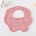 Pink petal-shaped cotton gauze baby bib with snap button for infants and newborns - Gauze Flower Bandage - Eraser Powder
