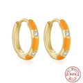 Orecchini a cerchio in argento 925 con finitura dorata e dettagli in smalto arancio - Argento 925 / Oro-Arancione