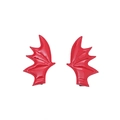 Pair of glossy red faux leather demon wing hair clips for Halloween party hair styling - Style 1 Red Bat Hair Clips