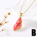 Minimalist 18k gold plated necklace with a glossy red conch shell pendant - Red Conch