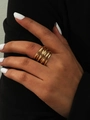 Minimalist multi-layer gold wrap ring featuring five parallel bands with polished finish - JZ599 Multi-layer Spiral / Gold
