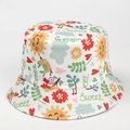 Kids reversible bucket hat with colorful summer cartoon patterns and sweet prints - M(56-58cm) / Sun White