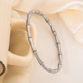 Eleganter silberner Bambus-Gelenkarmreif aus hochglanzpoliertem Edelstahl für Damen - Silber Bambus Vintage Stil (sztx012s)