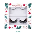 Christmas themed lash set with white and brown tipped faux mink eyelashes in a gift box - White and Black-Brown Mixed Style (SDJ-006)
