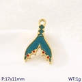 Blue enamel mermaid tail charm with gold edge for DIY jewelry making 17x11mm - Blue Mermaid Tail (KLJ10751-ZLA)