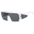 Futuristic transparent square sunglasses with grey one-piece lenses and industrial hinges - Transparent Frame Black Grey Lens