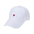 Berretto da baseball in cotone bianco da donna con cuore rosso ricamato e visiera curva - 56cm-60cm / Bianco