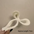 Elegant cream bow hair claw clip for thick hair, 11cm large butterfly shark clip - Glossy Pure White Bow-11cm