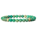 Green imperial stone 6mm natural gemstone round bead elastic bracelet with mottled texture - Green Emperor Stone