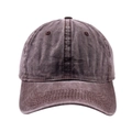 Detail of vintage washed dark brown cotton baseball cap with reinforced stitching lines - Brown