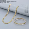 Conjunto de collar y pulsera de cadena de eslabones en acero inoxidable dorado 5,5mm - 5.5mm Dorado/Pulsera 20cm
