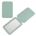 Slim portable folding makeup mirror with light green PU leather cover and ultra-thin design - 70*108mm / Tiffany Green
