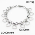 Pulsera de cadena de acero inoxidable chapada en oro de 18K con corazones - Estilo de Corazón Hueco Color Acero (KB179412-Z)