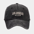 Casquette de baseball en coton gris foncé délavé avec broderie Los Angeles 1850 - Noir
